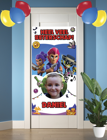 Gepersonaliseerde deurbanner Brawl Stars thema beterschap voorbeeld