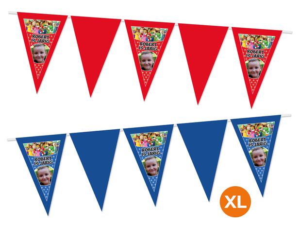 Gepersonaliseerde vlaggenlijn XL Super Mario thema kleuren voorbeeld
