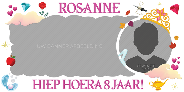 Gepersonaliseerde muurbanner Disney Princess thema - Template