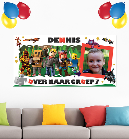 Gepersonaliseerde muurbanner Roblox thema nieuwe klas