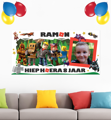 Gepersonaliseerde muurbanner Roblox thema voorbeeld