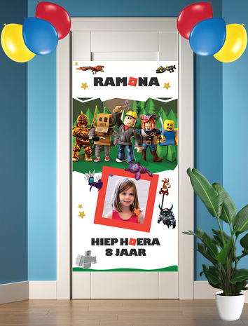 Gepersonaliseerde deurbanner Roblox thema voorbeeld