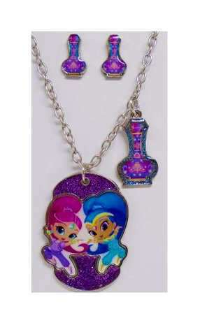 Shimmer and Shine ketting met oorbellen set closeup