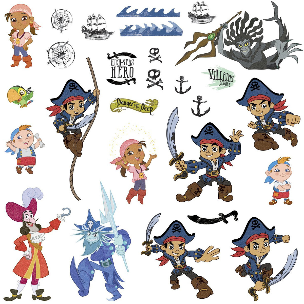 Hoeveelheid van interferentie Onbeleefd Disney Jake en de nooitgedachtland piraten 32-delig wanddecoratie set
