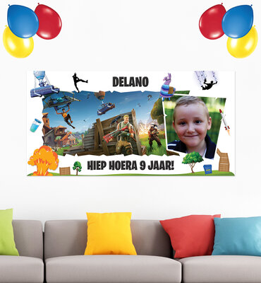 Gepersonaliseerde muurbanner Fortnite thema