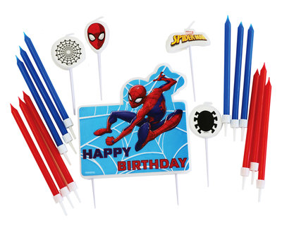Spiderman verjaardagstaart kaarsen
