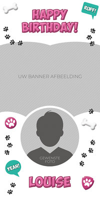 Gepersonaliseerde deurbanner Super Pups thema roze