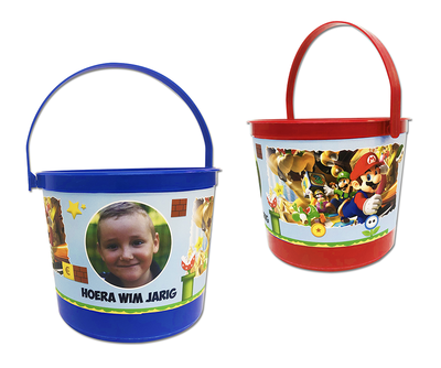 Gepersonaliseerde traktatie emmer Super Mario thema