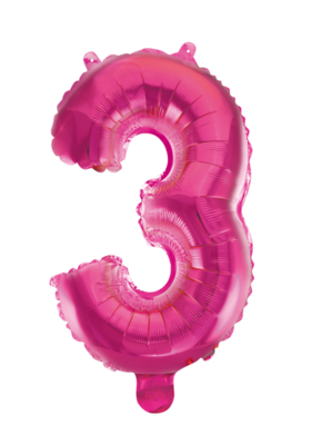 Folie ballon cijfer 3 roze