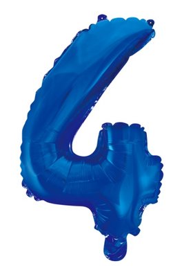 Folie ballon cijfer 4 blauw