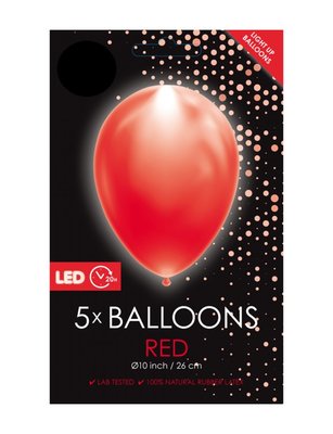 LED ballonnen 26 centimeter unikleur rood