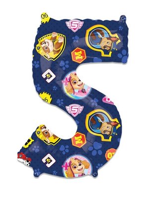 Paw Patrol folie ballon cijfer 5