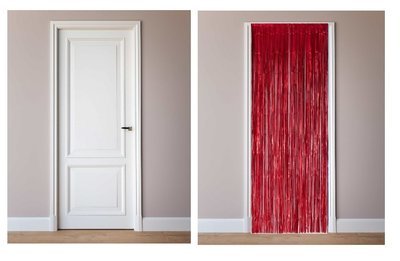 Deur decoratie slinger rood metalic