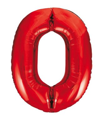 Folie ballon cijfer 0 rood 86cm