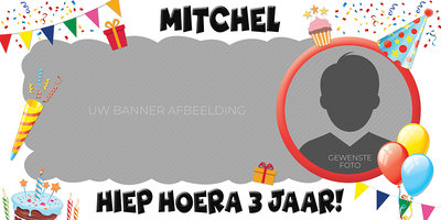 Gepersonaliseerde muurbanner Birthday thema