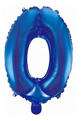 Folie ballon cijfer 0 blauw