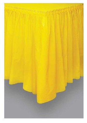 Tafelrok unikleur geel plastic 426cm lang