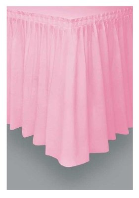 Tafelrok unikleur roze plastic 426cm lang