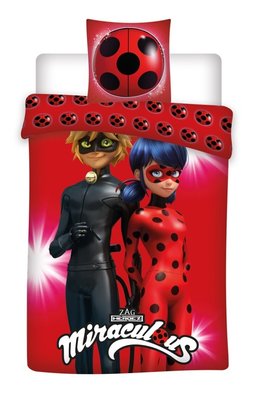 Miraculous Lady Bug dekbedovertrek 140x200cm rood