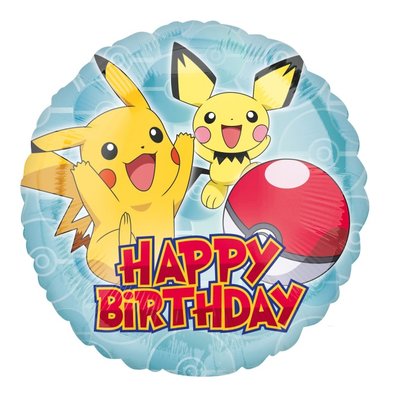 Pokemon folie ballon Happy Birthday voor lucht en helium