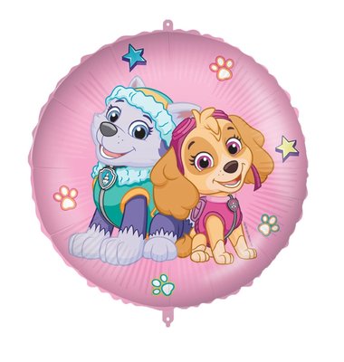 Paw Patrol folie ballon Skye & Everest met ballongewicht en ballonlint