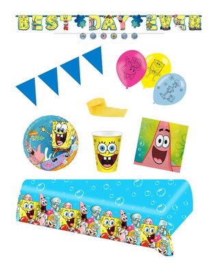 Spongebob feestpakket Deluxe - voordeelpakket 10 personen