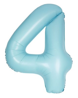 Folie ballon cijfer 4 lichtblauw MAT 86cm