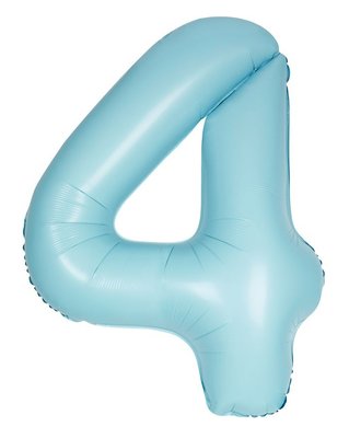 Folie ballon cijfer 4 lichtblauw MAT 86cm