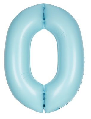 Folie ballon cijfer 0 lichtblauw MAT 86cm