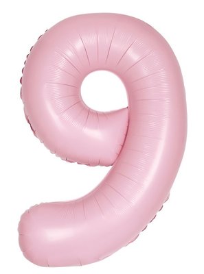Folie ballon cijfer 9 roze MAT 86cm
