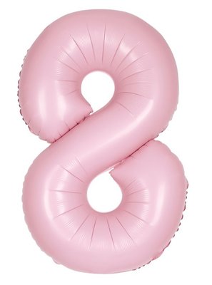 Folie ballon cijfer 8 roze MAT 86cm