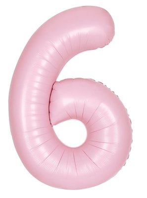 Folie ballon cijfer 6 roze MAT 86cm