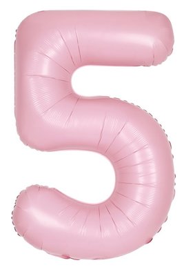 Folie ballon cijfer 5 roze MAT 86cm