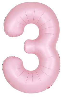 Folie ballon cijfer 3 roze MAT 86cm