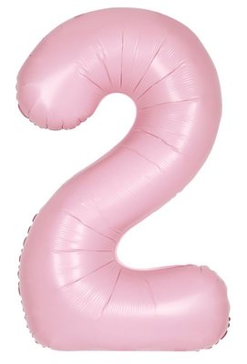 Folie ballon cijfer 2 roze MAT 86cm