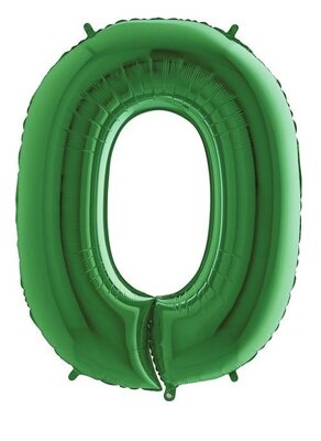 Folie ballon cijfer 0 groen 102cm