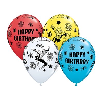 Spiderman feest ballonnen Happy Birthday