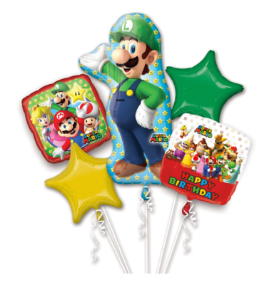Super Mario folie ballonnen set Happy Birthday Luigi