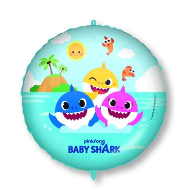 Baby Shark folie ballon met lint en gewichtje