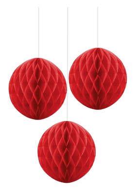 Honeycomb 3-delig plafond decoratie set rood - voordelige staffelprijzen