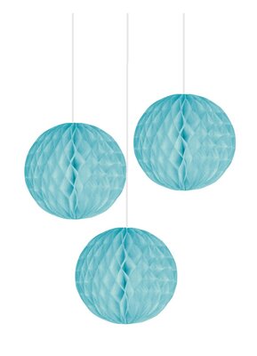 Honeycomb 3-delig plafond decoratie set lichtblauw - voordelige staffelprijzen