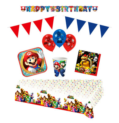 Super Mario feestpakket Deluxe - pakket voor 8 personen