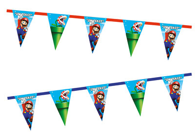 Gepersonaliseerde vlaggenlijn Super Mario thema 220gr papier