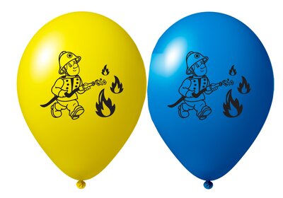 Brandweer ballonnen 27cm groot - geel / blauw