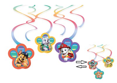 Paw Patrol plafond swirl decoratie slingers