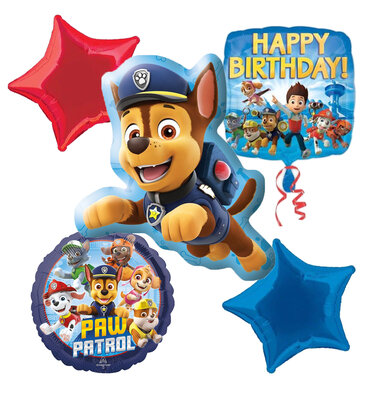 Paw Patrol 5-delig folie ballonnen set Chase Happy Birthday