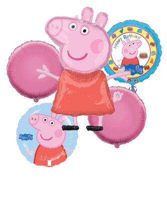 Peppa Pig 5-delig folie ballonnen set Happy Birthday