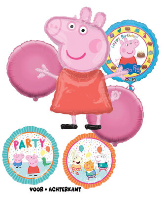 Peppa Pig 5-delig folie ballonnen set Happy Birthday party