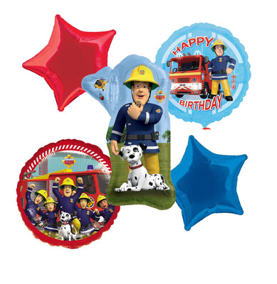 Brandweerman Sam 5-delig folie ballonnen set Happy Birthday