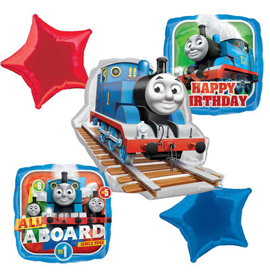 Thomas de Trein 5-delig folie ballonnen set All Aboard Happy Birthday